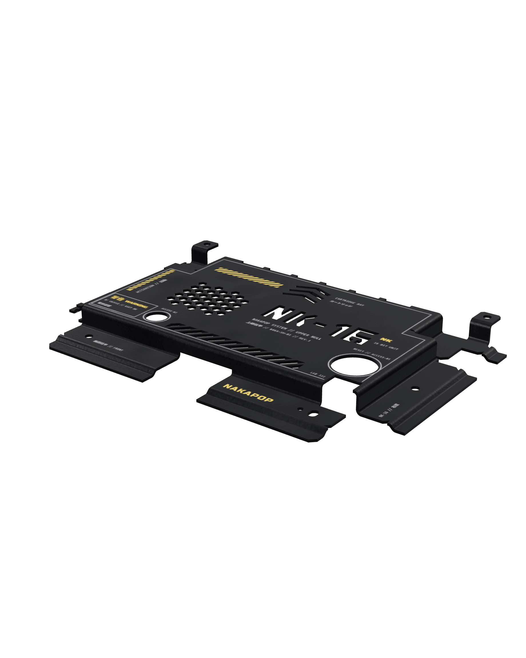 Blindage de carte mère NAKA-SH-01 pour Super Famicom, rendu 3D